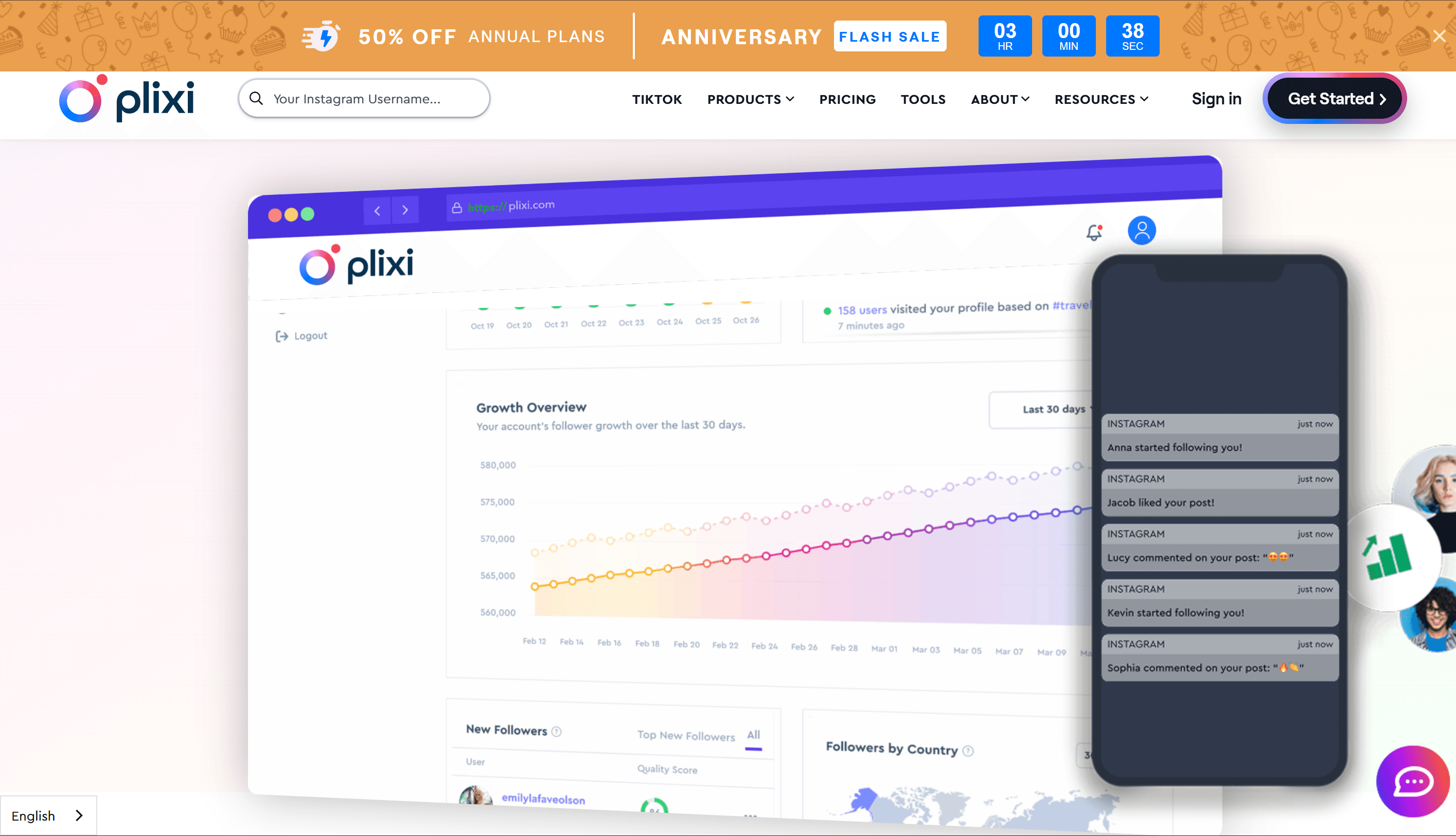 Plixi AI growth dashboard preview